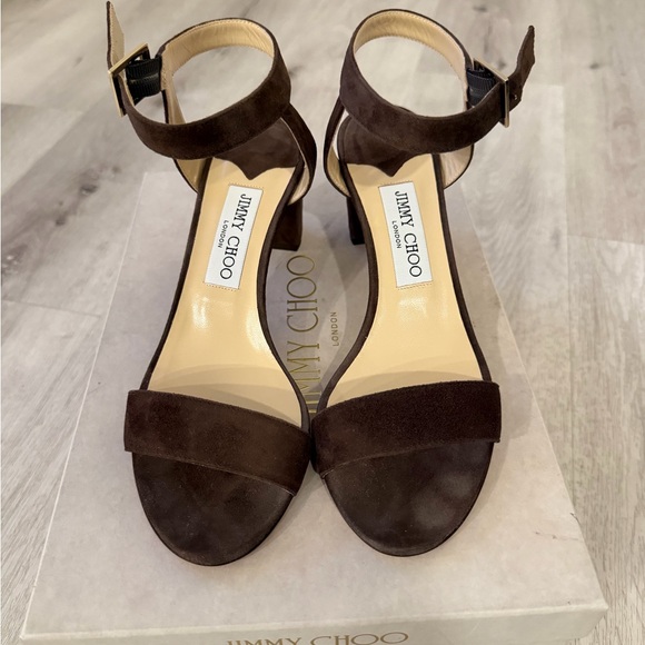 Jimmy Choo Dark Brown Suede Heels - Picture 1 of 3